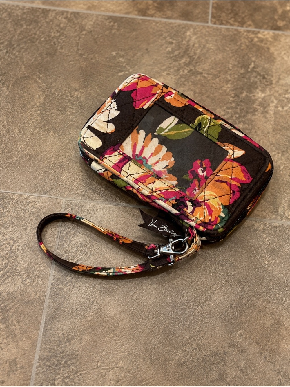 Vera Bradley English Rose Floral All-In-One Zip Around Wristlet Wallet